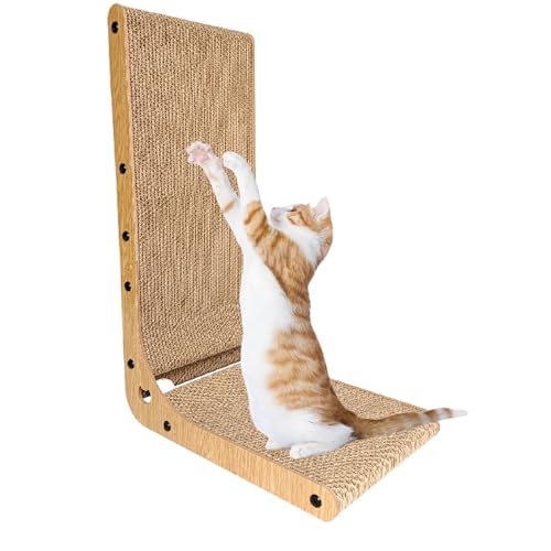 Cardboard Cat Scratcher, L-förmiges Katzenkratzer, vertikales Kätzchen-Kratzer, Wandmontierbar, fördert EIN gesundes Kratzerverhalten, 39x26x60 cm für kleine Katzen und Kätzchen von Dgayaeic