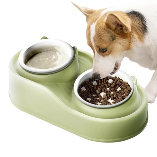 Cat Food Bowls, 400ml Raised Cat Food and Water Bowls, Ceramic Elevated 2-Bowl Feeding Station, Tilted Pet Feeder with 2 Bowls Food Grade Material, Anti Slip None Spill for Cats and Small Dogs von Dgayaeic