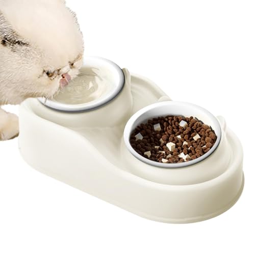 Cat Food Bowls, 400ml Raised Cat Food and Water Bowls, Ceramic Elevated 2-Bowl Feeding Station, Tilted Pet Feeder with 2 Bowls Food Grade Material, Anti Slip None Spill for Cats and Small Dogs von Dgayaeic