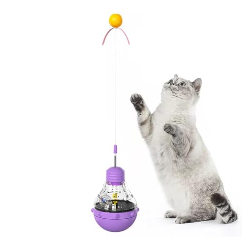 Dgayaeic Futter-Puzzle-Spielzeug für Katzen, Katzen-Leckerli-Spender-Ballspielzeug | Katzenfutterspielzeug mit LED-Licht und Teaser-Zauberstab - Interaktives Katzenspielzeug, Katzenfutterballspender von Dgayaeic