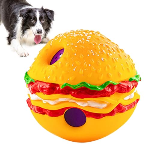 Dgayaeic Kauen von Bällen für Hunde, Welpenbälle für Zahnen,Pet Chew Play Sound Hamburger -Form Squeaker | Training, um Teether zu Holen, leuchtende Farben Welpe Bite Zähne Reiniger für den Gebrauch von Dgayaeic