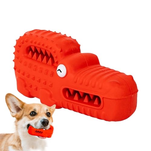 Gummi -Alligator -Hundespielzeug, Crocodile Interactive fast unzerstörbare Trainingsspielzeug, Welpenkauspielzeug, süßes, lustiges Design, 16x6x7cm, rot, grün für große mittelgroße Hunde aggressive Ka von Dgayaeic