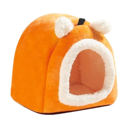 Hamsterbett, bequemes Frettchenbett, warmes Baumwollbett, Igelhaus, Chinchilla-Zubehör, Bärenform, auffälliges Design, Weiß + Orange, weiche Haptik, für kaltes Wetter von Dgayaeic