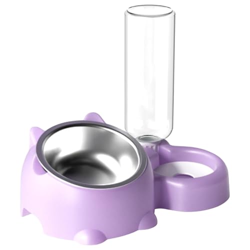 Haustier Futter und Wassernapf Set, 3in1 Katzenfutter und Wassernapf Set, Katzennäpfe mit Ständer, Doppel Katzennäpfe mit Wasserspender, Futter und Wasser Feeder Trocken Und Nass Trennung Für Kleine von Dgayaeic