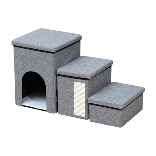 Haustiertreppe, Katzentreppe, Aufbewahrungsbox, 3 Stufen, Hundetreppe für Bett und Sofa, Hundetreppe, tragbare Haustierleiter, Haustier-fokussiertes Design, bequemes Klettern, abnehmbar, verbesserte von Dgayaeic