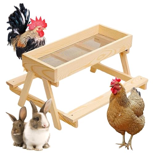 Holz-Futterspender für Hühner, Picknicktisch, Geflügel-Futterstation, 37,5 x 37,5 x 21 cm, große Futterkapazität, erhöhter Netzboden, lustig und funktional für Bauernhof oder Garten Holz-Futterspender für Hühner, Picknicktisch, Geflügel-Futterstation, 37,5 x 37,5 x 21 cm, große Futterkapazität, erhöhter Netzboden, lustig und funktional für Bauernhof oder Garten von Dgayaeic