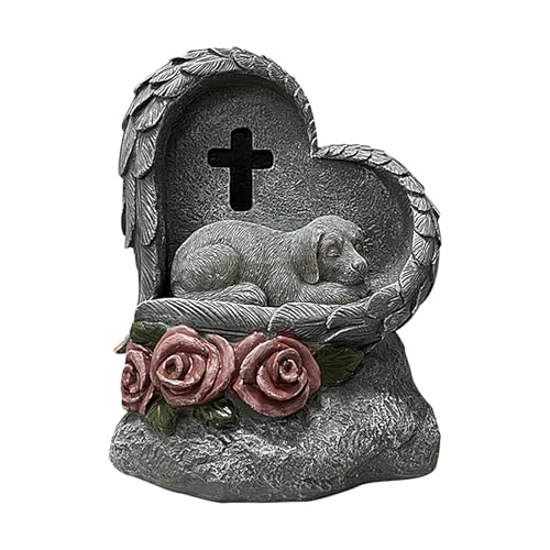 Personalisierte Haustier-Gedenksteine, Hunde-Gedenksteine, Haustier-Hunde-Grabmarkierungen, Gartensteine, Haustier-Grabsteine mit Hunde/Katzen-Gedenkstatue, effizient, solarbetrieben, Lichtverlust des von Dgayaeic