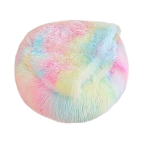 Rainbow Cozy Cave Katzenbett, Beruhigendes Hundebett, Hundebett Mittelgroßer Hund, Kleines Donut-Haustier-Sofabett, Plüsch-Haustierbett, Waschbar, Anti-Stress-Bett Für Kleine Und Mittelgroße Haustiere von Dgayaeic