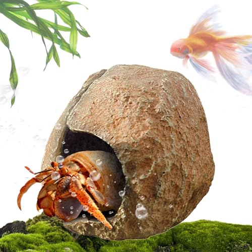 Small Reptile Hide, Resin Reptile Simulation Rock Cave, Terrarium Habitat Decor Cave Multifunctional Magnetic Reptile Cave Decorative Magnetic Aquarium Cave for Turtles Lizards Snakes Crab von Dgayaeic