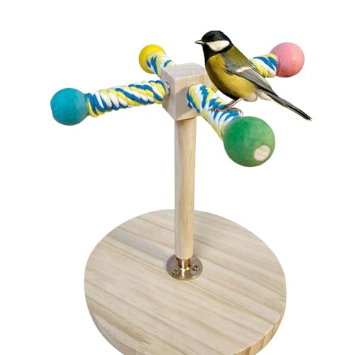 Vogelperchen, Tischpapagei -Barsch -Ständer, natürlicher Pfefferholz -Papageienpfoten -Schleifspielspielzeug, fördert körperliche Aktivität, kompakte und stabile Tischtop -Basis, 20x22x24cm für kleine von Dgayaeic