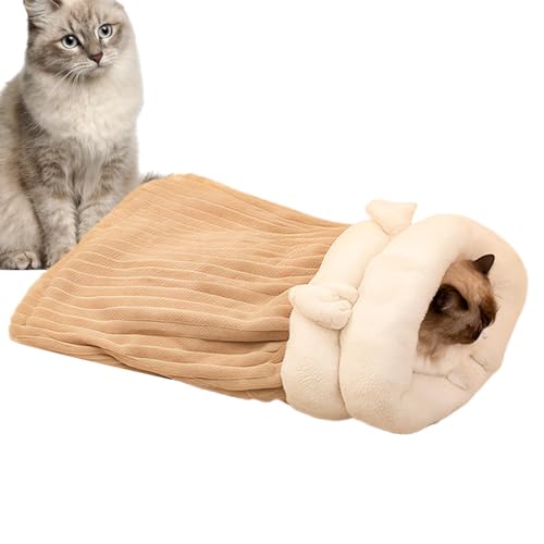 Winter-Katzenschlafsack, Katzenschlafsack, Katzen-Winterschlafsack, weicher, warmer Plüsch-Haustierschlafsack für Hauskatzen, 360°-Wicklung, bequemer Haustier-Kuschelsack, halbgeschlossenes Design für von Dgayaeic