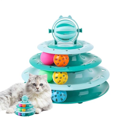 Dgkdek Plattenspieler Ball Tier Turm, Baum Spielzeug Drehteller, interaktiver Katzenspielzeugball, lustig und sicher zu bedienen, auch leicht zu reinigen und abnehmbare Teile 20 cm für Katzen von Dgkdek