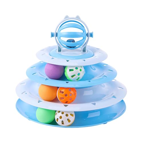 Dgkdek Plattenspieler Ball Tier Turm, Baum Spielzeug Drehteller, interaktiver Katzenspielzeugball, lustig und sicher zu bedienen, auch leicht zu reinigen und abnehmbare Teile 20 cm für Katzen von Dgkdek