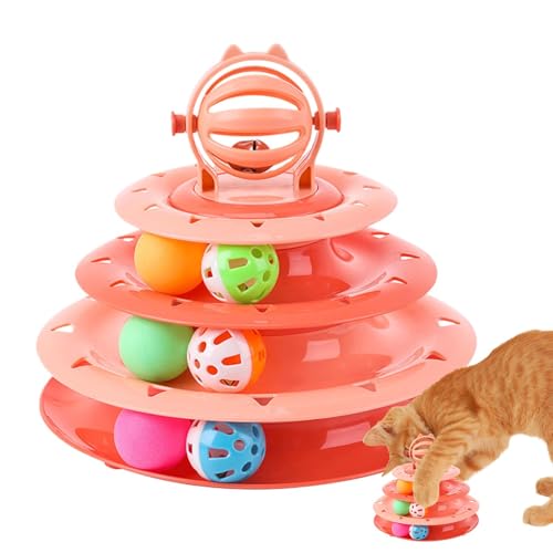 Dgkdek Plattenspieler Ball Tier Turm, Baum Spielzeug Drehteller, interaktiver Katzenspielzeugball, lustig und sicher zu bedienen, auch leicht zu reinigen und abnehmbare Teile 20 cm für Katzen von Dgkdek