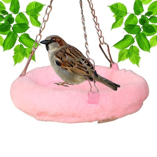 Dgkdek Vogelkäfignest aus Baumwolle, Papageien-Hängematte, Plüsch-Vogelbett, Baumwollseil, geeignete Größe 20 cm, Rosa/Grau, für Papageien, Mönchpapageien, Sittiche, Graupapageien, Papageien von Dgkdek