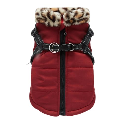 Doggykings Jacke, Hundemantel mit Geschirr für den Winter, reflektierende Hundekleidung, einfach zu tragen, bequem und bequem, sanft zur Haut, Lila/Burgunderrot, für Hunde von Dgkdek