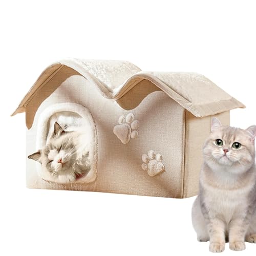 Katzenhaus für Indoor-Katzen, Haustier schlafendes Katzenhaus Anti-Rutsch-Katzenbett Höhle Katzenbett Warm Unterschlupf für Kaninchen und Meerschweinchen von Dgkdek