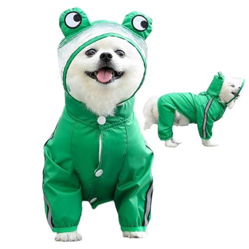 Niedlicher Hunderegenmantel,Hunderegenmantel Frosch | Atmungsaktive Haustier-Regenjacke - Poncho für kleine Hunde mit reflektierendem Riemen, wasserdichte Hunde-Regenjacke für mittelgroße Hunde von Dgkdek