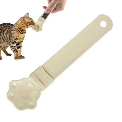 Pet Feeding Spoon | Cat Paw Shape Cat Snack Cat Strip Scoop | Squeeze Spoon with Long Handle Cat Food Dispenser Lickable Pet Cat Dog Feeding Spoon von Dgkdek