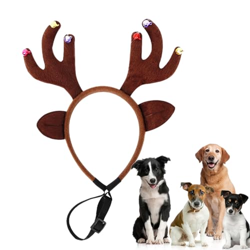 Weihnachts-Geweih-Stirnband | Haustier-Weihnachts-Kopfbedeckungszubehör-Set – wiederverwendbares Weihnachts-Cosplay-Welpen-Stirnband für kleine, mittelgroße Hunde, Kaninchen von Dgkdek