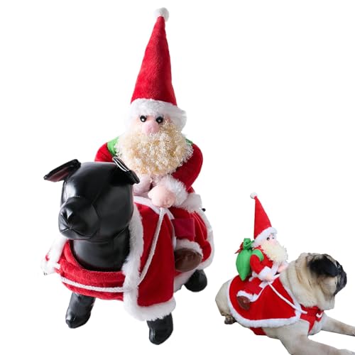 Weihnachtsmann-Hundekostüm, rot, Weihnachtsmann-Kleidung, Reiten, Haustier-Kostüm, Cosplay-Kostüm, lustiges Verkleidungs-Outfit, Kleidung für kleine, mittelgroße und große Hunde und Katzen von Dgkdek