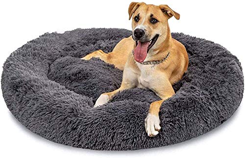 Beruhigendes Hundebett Donut Cuddler Verbesserter Schlaf Weiches Warmes Hundekissen S/M/L/XL/XXL Rutschfestes Haustierbett Abnehmbarer Waschbarer Plüschbezug Großes Hundebett von Dhao