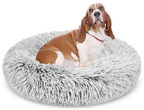 Beruhigendes Hundebett Donut Cuddler Verbesserter Schlaf Weiches Warmes Hundekissen S/M/L/XL/XXL Rutschfestes Haustierbett Abnehmbarer Waschbarer Plüschbezug Großes Hundebett von Dhao