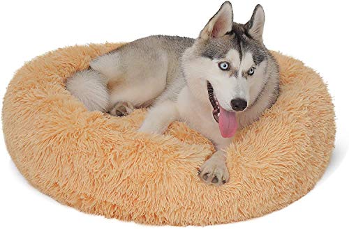 Beruhigendes Hundebett Donut Cuddler Verbesserter Schlaf Weiches Warmes Hundekissen S/M/L/XL/XXL Rutschfestes Haustierbett Abnehmbarer Waschbarer Plüschbezug Großes Hundebett von Dhao