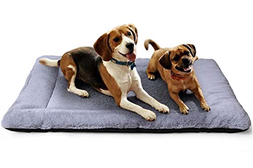 Comfort Haustiermatte für Hundekäfig, Polar-Fleece, gesteppt, für Welpen, Katzen, warm, große Hunde, beruhigende Matte für Käfig/Kiste/Auto/Sofa/Boden, L-86 x 55 x 3 cm von Dhao