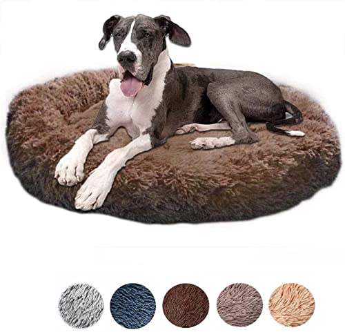 Donut Beruhigendes Hundebett, Anti Angst Cuddler Haustierbett, Plüsch Weiches Großes Hundekissen, Warme Welpe Katze Matte Sofa für Zwinger Nest, Waschbar und rutschfest von Dhao