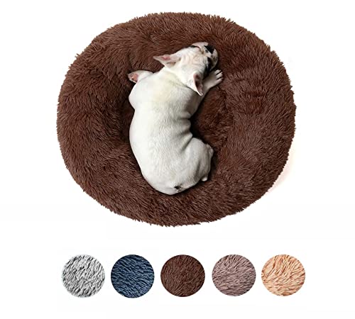 Donut Beruhigendes Hundebett, Anti Angst Cuddler Haustierbett, Plüsch Weiches Großes Hundekissen, Warme Welpe Katze Matte Sofa für Zwinger Nest, Waschbar und rutschfest von Dhao