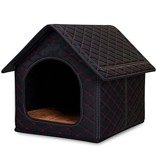 Gitterstil Hundehöhle Nest Schlafbett Tragbar Faltbar Groß Katzenbett Haus Selbstwärmend 2 in 1 Faltbar Höhle Haus Hundezimmer Bett für Mittlere Hunde von Dhao