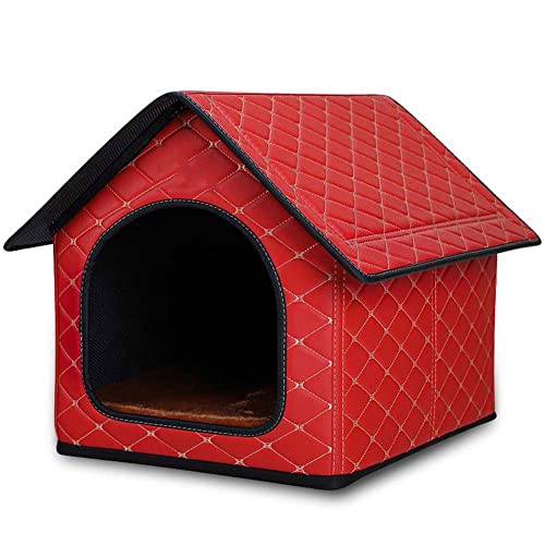 Gitterstil Hundehöhle Nest Schlafbett Tragbar Faltbar Groß Katzenbett Haus Selbstwärmend 2 in 1 Faltbar Höhle Haus Hundezimmer Bett für Mittlere Hunde von Dhao