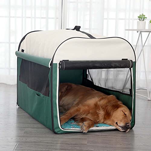 Hundebett Tragbare Hundebox Hundebett Groß mit Fleecematte und Tasche 2 Seitenfenster Faltbar Hundehaus Stabiler Rahmen Innen und Außen Hundebett von Dhao