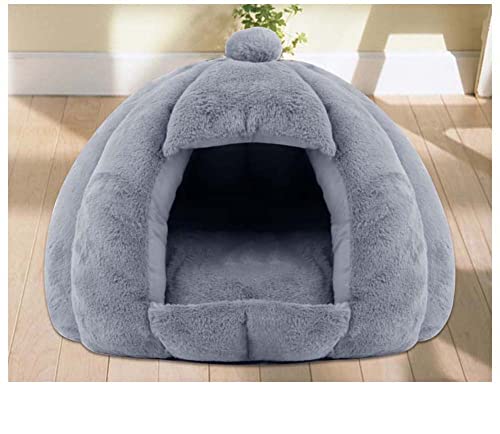 Hundebett mit abnehmbarem Kissen, dickes Fleece, warme Hütte, weich, warm, Katzenzelt, Schlafbett für Kätzchen, Katzen, Hunde, halbgeschlossene Yurt-Hundehütte von Dhao