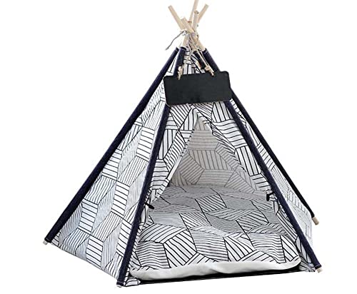 Hundebett waschbar Haustier Tipi zusammenklappbar Leinen Katzenbett Zelt mit Kissen für Hund Katzen Outdoor Indoor waschbar Spielen Hundehäuser Haustierhaus einfach zusammenzubauen von Dhao