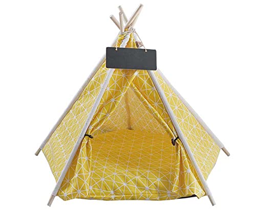 Hundebett waschbar Haustier Tipi zusammenklappbar Leinen Katzenbett Zelt mit Kissen für Hund Katzen Outdoor Indoor waschbar Spielen Hundehäuser Haustierhaus einfach zusammenzubauen von Dhao