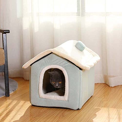 Indoor Hundebett Halbgeschlossenes Haustierbett Schlafhaus Haustier Tipi Hunde- & Katzenbett mit Kissen rutschfeste Unterseite Warm Weich Bequem Hundehöhle Bett von Dhao