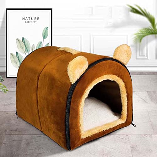 Katzenbett Hundebett Weich Bequem Haus Schlafen Käfig Abnehmbares und Waschbares Kissen Cartoon Hundehaus Winter Warm Haustier Schlaf Bett von Dhao