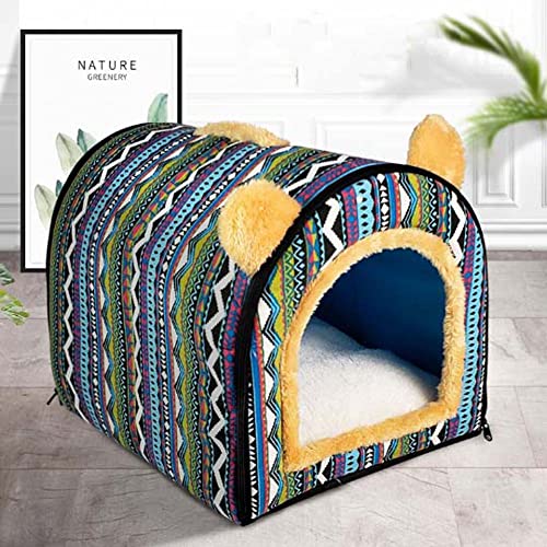 Katzenbett Hundebett Weich Bequem Haus Schlafen Käfig Abnehmbares und Waschbares Kissen Cartoon Hundehaus Winter Warm Haustier Schlaf Bett von Dhao