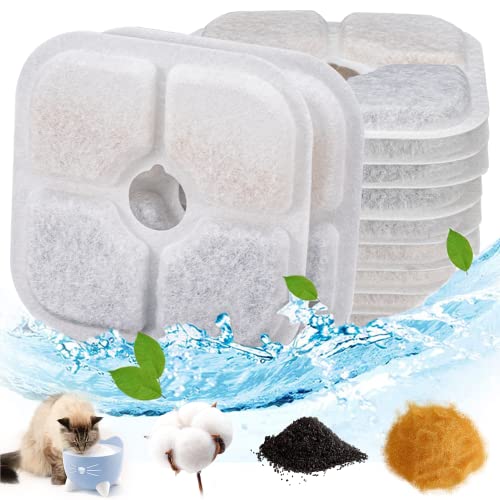 Katzenbrunnen Filter 12 Stück Filter Katzenbrunnen Filter für Katzenbrunnen Eckig mit Kohlefilter und Schaumfilter Trinkbrunnen Katzen Ersatzfilter für 2.5L Katzen Trinkbrunnen und Hunde von Dhohoo