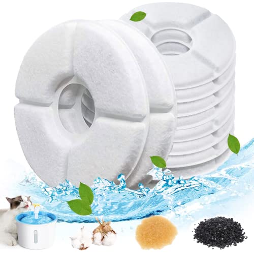 Dhohoo Katzenbrunnen Filter[10 Stück],Trinkbrunnen für Katze,Filter Katzenbrunnen,Ersatzfilter Trinkbrunnen für Katzen und Hunde, Rund,Trinkbrunnen Filter für 2-2,5 L, Weiß von Dhohoo