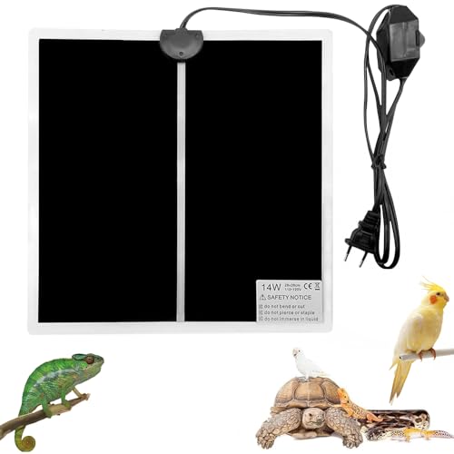 Dhqkqg Terrarium Heizmatte, Reptil Heizmatten Mit Thermostat, Terrarium Reptilienheizmatte WäRmematte, 14w Einstellbar WäRmematte Mit Temperaturregelung, für Reptilien Schildkröte (14 W) von Dhqkqg