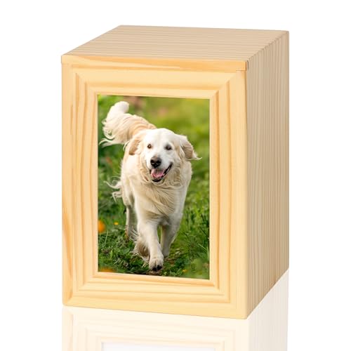 DiDiBirDi Hundeurne,Gedenkurnen aus Holz für Haustiere,Gedenkbox für Haustiere mit Fotorahmen,Urne für Hunde oder Katzen,Katzenurne (50kg) von DiDiBirDi