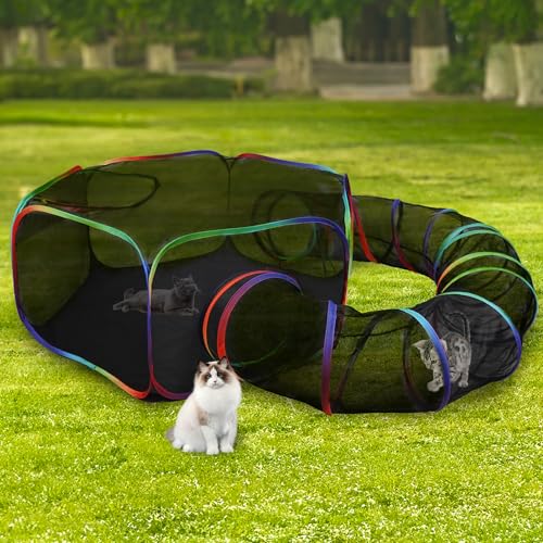 DiDiBirDi Katzenzelte für draußen 2 in 1 Katzentunnel und Gehege im Freien,Outdoor Katzengehege Gehäuse Portable Cage für Katzen,Geschlossener Laufstall Tunnel Kleine Hunde, Kaninchen von DiDiBirDi