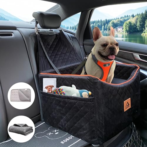 Hunde Autositz für kleine mittelgroße Hunde, Booster Autositz für Hunde mit Memory-Schaum erhöhtem Kissen, abnehmbarer waschbarer Bezug, Haustierautositz Reisebett mit 2 Aufbewahrungstaschen, von Dianyere