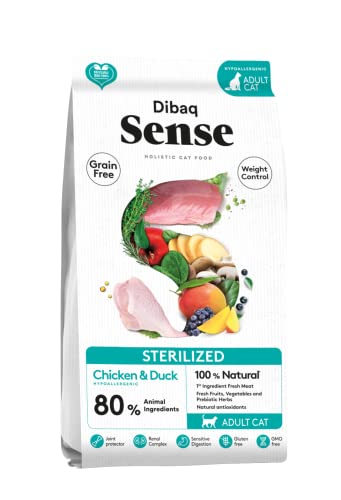 Dibaq Sense Cat Sterilized : Natürliches und getreidefreies Hühner- und Truthahnfutter für sterilisierte Katzen, 1,5 kg von Dibaq Sense