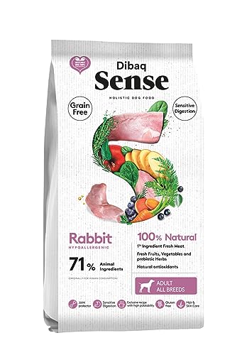 Dibaq Sense Dog Grain Free Rabbit: Kaninchenfutter für ausgewachsene Hunde, 100 % natürlich und getreidefrei, 2 kg von Dibaq Sense