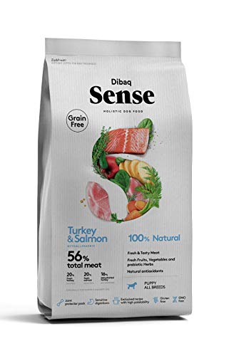 Dibaq Sense Grain Free Truthahn und Lachs für Hunde, speziell für Welpen, 100% natürlich und ohne Getreide, 12 kg von Dibaq