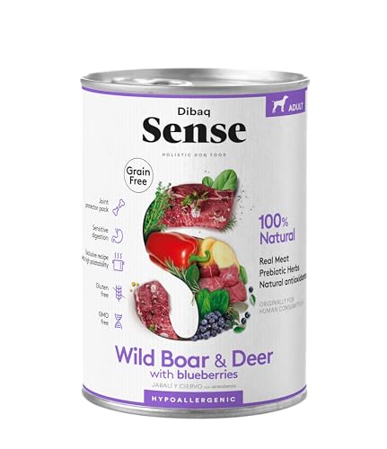 Dibaq Sense Grain Free Nassfutter Hirsch und Wildschwein für Hunde, getreidefrei, 380 g, 12 Stück von Dibaq